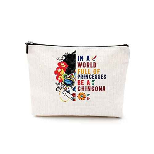 DJHUNG Inspired Mexican Girl Makeup Bag Funny Badass Women Gift Skull Travel Pouch for Women Female Girls Friends Sister BFF Nurse Mom Aunt Birthday Christmas Halloween in a World Full of Princesses