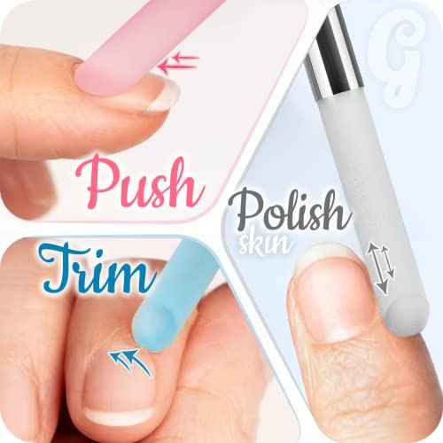 Glass Cuticle Pusher by GLADZY - Manicure Stick, Genuine Czech Quality, Professional Precision Filing Cuticle Remover, Abrasive Surface Never Wears Out