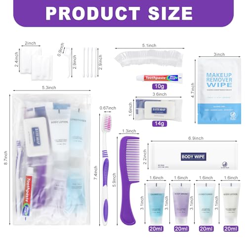 Pack of 10 Basic Toiletry Kits, Individually Packed, Personal Hygiene Kit Bulk Homeless Care Package Supplies, Travel Size Convenience Kits Suitable For Hotel, Home, Camping, Travel