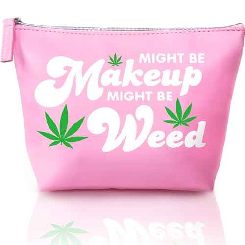 Vegan Leather Might Be Makeup Bag Cute Pink Girly Girl Stuff Mothers Day Gifts for Mom Women Best Friend Birthday Sister Things Y2K 2000s McBling Small Cosmetic Pouch Toiletry Make Up Accessories