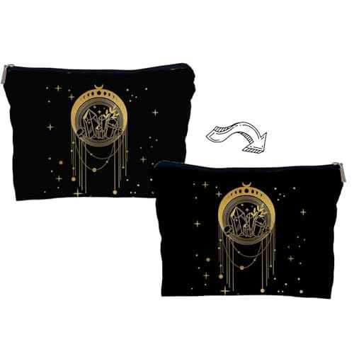 Boho Moon Phase Makeup Bag Cosmetic Bags for Women, Witch Stuff, Witch Gifts for Women, Witch Craft Gifts, Small Makeup Cosmetic Bag for Purse