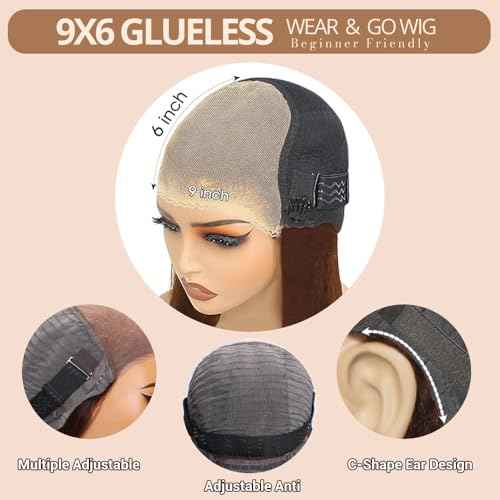 Chocolate Brown Lace Front Wigs Human Hair Pre Plucked 26 Inch Dark Brown Wear And Go Glueless Wig 9x6 Straight Wig Human Hair 220% Density Colored #4 Brown Glueless Hd Lace Frontal Wigs For Women