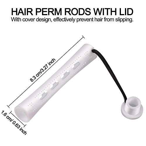 WILLBOND 60 Pcs Perm Rods for Long Hair Plastic Curl Rods Cold Wave Irons Curling Roller for Hair Styling Hairdressing Tools (0.63 Inch, White)