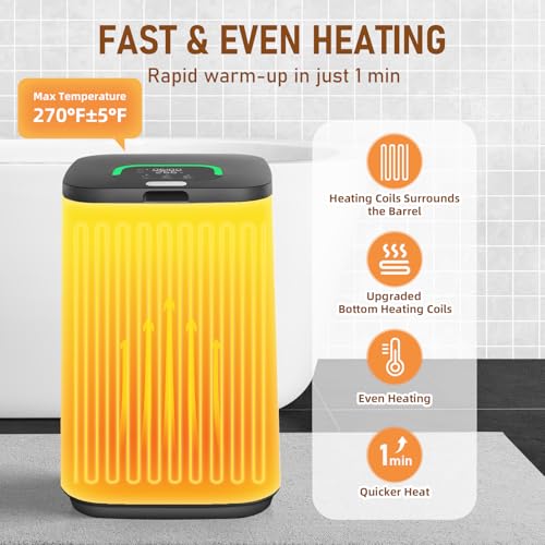 Towel Warmer for Bathroom, 23L Large Towel Warmers, Heated Towel Warmer Bucket with LED Display, 3 Heating Modes, 20/40/60 Min, Auto Shut Off, Child Lock, Black