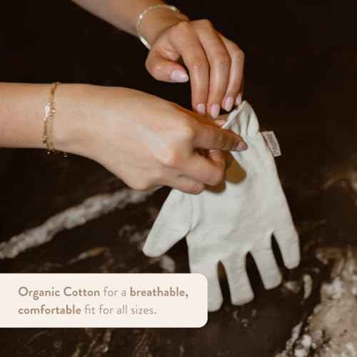 PAUME Overnight Hydration Gloves, 100% Organic Cotton, Ideal for Dry and Cracked Hands, Deliver Healing and Moisturizing Benefits, 1 Pair