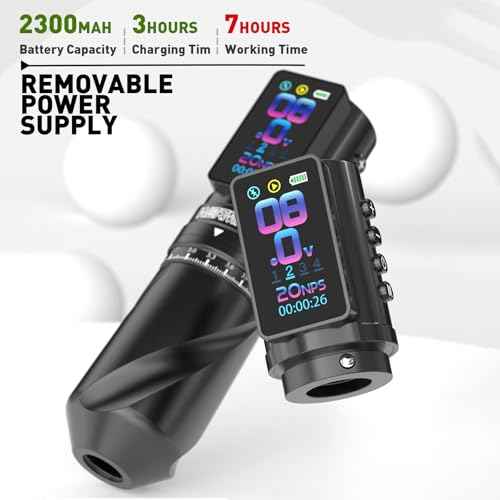 Wormhole Tattoo Gun Kit Wireless Tattoo Machine Kit ? 7 Adjustable Stroke, Dual 2300mAh Batteries, Smart Display with Timing Function, 3 Modes (Normal/Jump-Start/Dot Work), for Lining & Shading