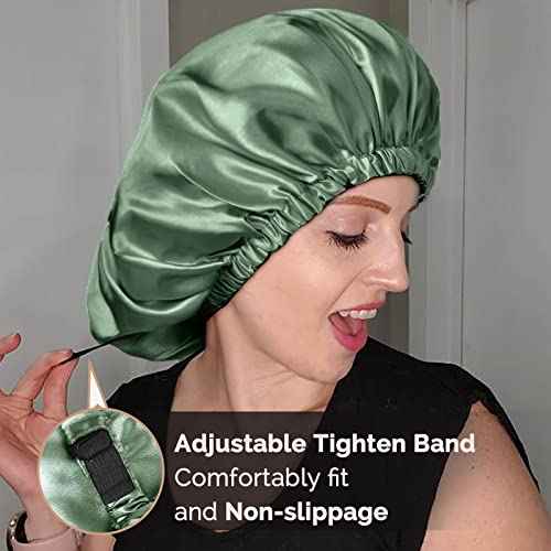 YANIBEST Silk Bonnet Satin Bonnet for Sleeping Women and Men, Adjustable Double Layer Hair Bonnet for Curly Braids Hair