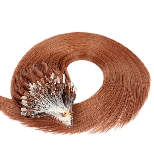 Micro Loop Hair Extensions 30# Auburn Straight Human Hair Bulk (50 Strands,1g/Strands) Micro Link Human Hair Extension for Women 24 Inches (60cm)