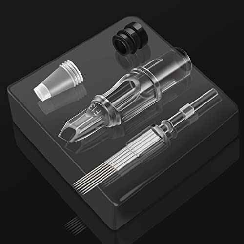 Emalla Tattoo Cartridge Needles - 60Pcs Mixed Size #10 3RL 5RL 7RL 9RL 11RL 14RL #12 5RM 7RM 9RM 11RM 13RM 15RM Round Line Magnum Tattoo Machine Needle Standard Cartridge Needles for Tattoo Kit