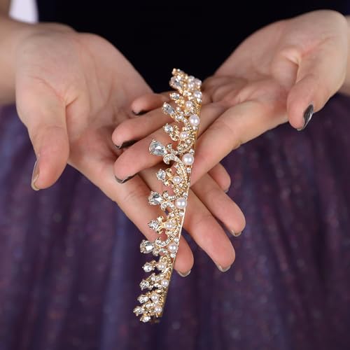 Teyglen Silver Crystal Wedding Tiara Baroque Queen Crown Headband Elegant Princess Rhinestone Tiara Bridal Hair Accessories for Women Brithday Party Prom Pageant