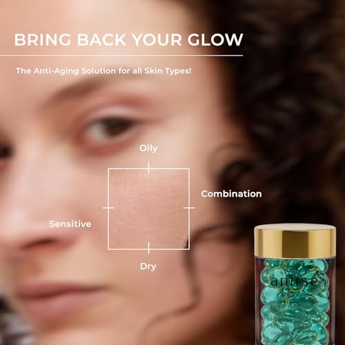 Aniise Grape Seed Oil Capsules Skin Care 30 Individual Capsules Serum for Face Improve Health Of Skin, Fight Signs Of Aging Softening and Hydrating The Skin