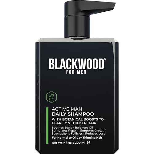BLACKWOOD FOR MEN Active Man Daily Shampoo - Thickening & Clarifying Shampoo for Normal to Oily Hair or Scalp - Fights Hair Loss - Natural Vegan Formula - Sulfate Free with Ginseng & Aloe Vera (7oz)