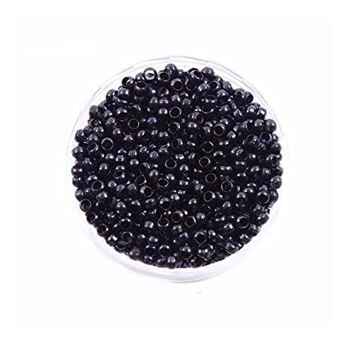 1000Pcs Non-Silicone Nano Ring Nano Lined Beads for Nano Ring Hair Extensions Hair Tinsel Feather Hair Extensions (2.5mm, Black)