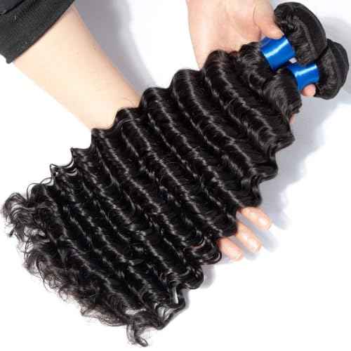 Cranberry Brazilian Virgin Hair Deep Wave Human Hair Bundles 1 Bundle 26 Inch 100% Unprocessed Virgin Hair Curly Waves Double Weft Wet and Wavy Bundles for Black Women