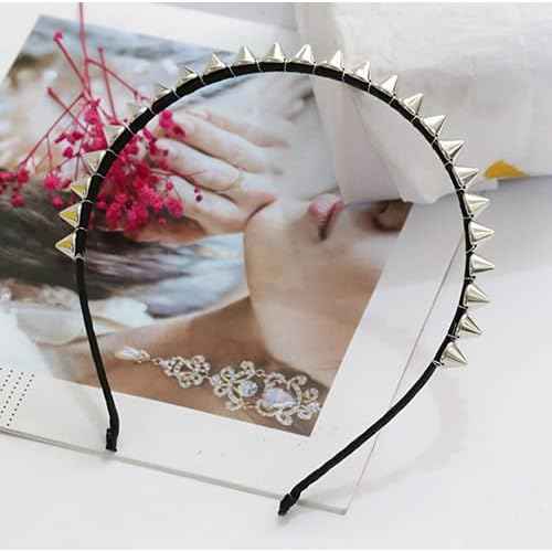 FULAI Duyppy 2 Pack Rivet Punk Spike Headband Studded Headband Party Hair Band Hair Clips for Women