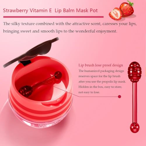Bee Lip Balm Honey Pot, Fruit Moisturizing Propolis Lip Mask, Lip Mask Overnight Propolis Moisturizing Lip Balm Hydrating Prevention Dry and Crack Lip Scrubs Exfoliator Lip Care Products (2PCS D)
