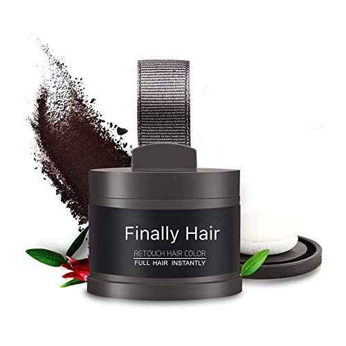 Finally Hair Fiber Concealer - Waterproof Black Hair Loss Solution, Hairline Creator, Eyebrow Enhancer & Beard Filler with Dab-on Shadow Powder