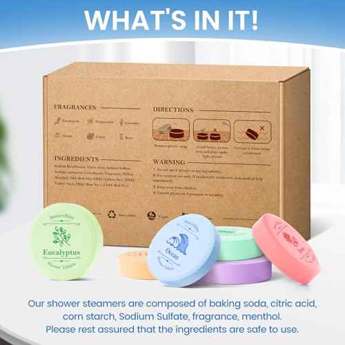 Shower Steamers 30 PCS with Individually Wrapped, Shower Bombs for Women with 6 Rich Scents, Rose Peppermint Citrus Eucalyptus Ocean Lavender, Christmas Birthday Mother's Day Present for Mom Wife Men