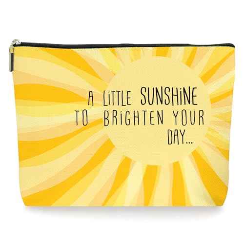 Yellow Sunshine Inspirational Makeup Bag Cosmetic Bag, Birthday Christmas Summer Gifts For Women Mom Friends Sister Wife Grandma Daughter Teacher Coworker. (001)