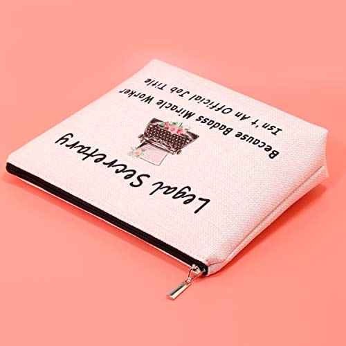 JXGZSO Secretary Gifts Legal Assistant Cosmetic Bag Because Badass Miracle Worker Isn't An Official Title Makeup Bag Administrative Assistant Gifts