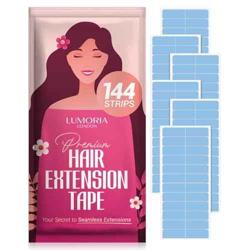 Hair Extension Tape (144 Tabs) Hair Tape for Hair Extensions, Tape in Tape Replacement, Tape in Extensions. Extension Tape for Tape Ins, Tape In Tape, 1.6 x 0.3 Inch Pre Cut Tabs
