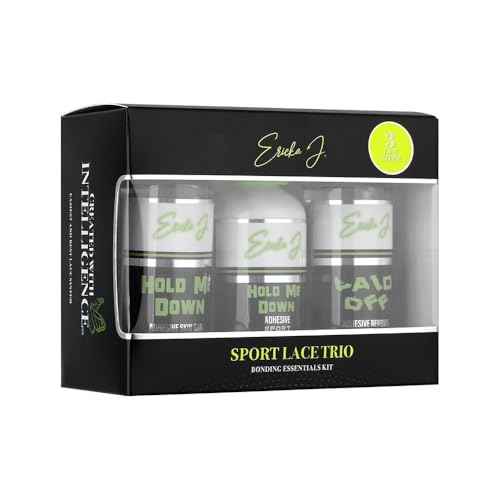 Ericka J. Lace Application System Trio Kit ? Skin Guard, Hold Me Down Adhesive & Laid Off Adhesive Remover ? Complete Wig Installation Solution, Waterproof & Sweat Resistant (Regular, Sports)
