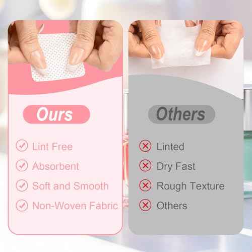 Nail Polish Remover, Lint Free Nail Wipes 540PCS Acetone Nail Polish Remover Wipes, Super Absorbent Soft Nail Wipes for Fingernail Polish Remover and Eyelash Extension Wipes(Dry Pads)