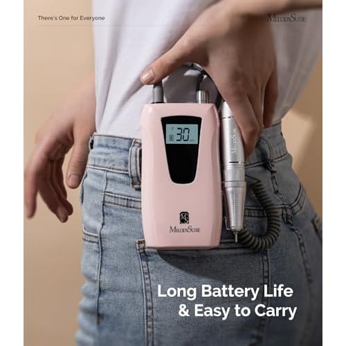 MelodySusie Entry-Level Clip-On Cordless Nail Drill, SC320D 30000RPM Essential E-File with LCD Display for Manicure Shaping & Gel Removal, Perfect for Training, Nail Art Practice & Home Use