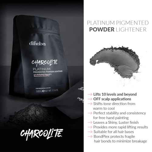 DIFIABA Charcolite Charcoal Bleach Hair Lightener Powder - Cool Toning Lightening Powder w/ Activated Charcoal & Restorative BondPlex - Lighten & Tone in 1 Step - Lifts to 10 Levels (500, 1, Count)
