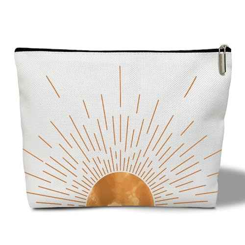 Boho Sunset Sunshine Makeup Bag Purse - Sunrise Sun Ray Toiletry Pouch - Gift for Her, Teen, Mom
