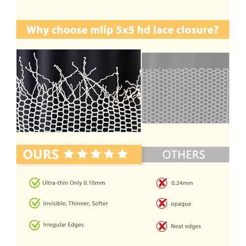 Mlip 2x6 HD Lace Closure Body Wave, 0.10mm Ultra Thin Invisible Swiss Lace, Skinlike Real HD Lace Melt into Skin Perfectly, Pre-plucked Natural Hairline, Raw Indian Human Hair 14 Inches