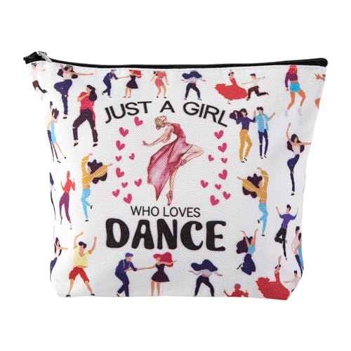 Dance Makeup Bag£¬Dancer Recital Gifts for Girls, Cosmetic Toiletry Bag with Zipper Pouch for Women£¬Just A Girl Who Loves Dance, The Best Gift for Dancer,Dancing Teacher, Women, Sister, Dance Lovers