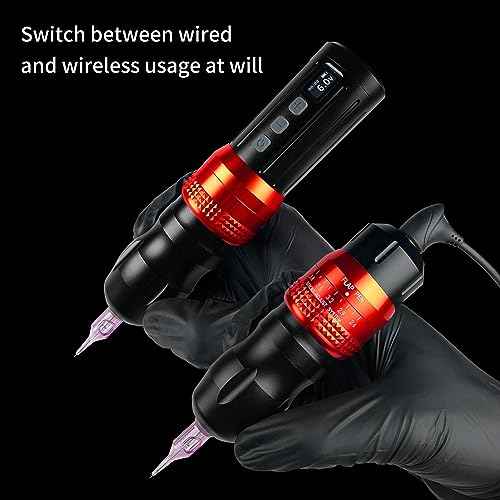 BIGWASP Z1 Wireless Rotary Tattoo Cartridge Machine Pen 2,000mAh Battery Power Tattoo Gun Coreless Swiss Motor with Adjustable 6 Strokes 2.6mm ~ 4.0mm for Professional Tattoo Supply & Artists (Grey)