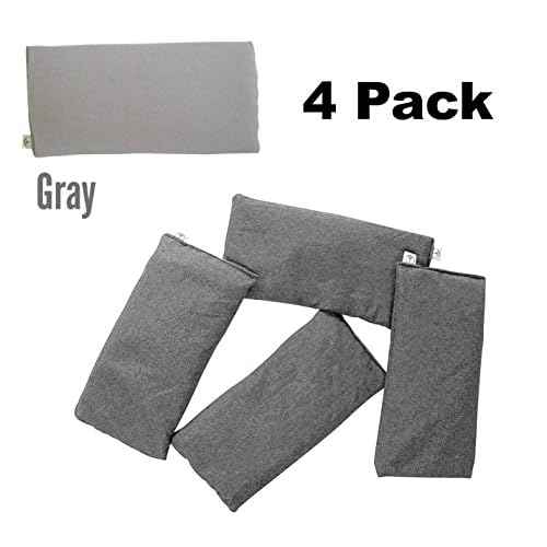 Pack of (4) Unscented Organic Flax Seed Eye Pillows 8.5 x 4 Soft Cotton Flannel - Soothing & Relaxing - Yoga Massage Sleep Meditation
