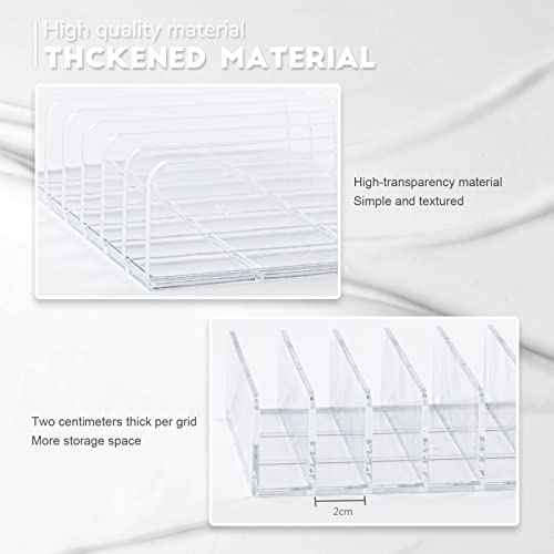 2 Pack Acrylic Makeup Palette Organizer,7 Spaces Plastic Makeup Holder Organizer,Accessories Storage Organizer for Eyeshadow Palettes,Contour Kits,Blush,Clear
