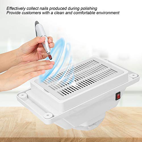 6W Quiet Table Nail Vacuum Cleaner Manicure Pedicure Tool Nail Dust Collector Device with Fan for Professional Nail Salon White(US)