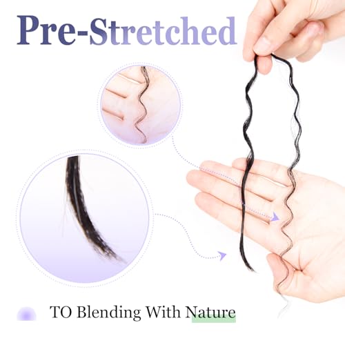 Pre-Divided Human Braiding Hair for Boho Braids Water Deep Wave Human Hair Bulk for Braiding Curly Human Hair for Boho Locs Boho Crochet Braids Human Hair Extensions (1B, 22"-320Strands)