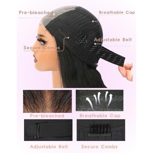 Glueless Wigs Human Hair Pre Plucked Pre Cut Deep Wave Lace Front Wigs Human Hair 5x5 HD Lace Closure Wig 180 Density Wear and Go Wig for Black Women Beginner Friendly 22 Inch