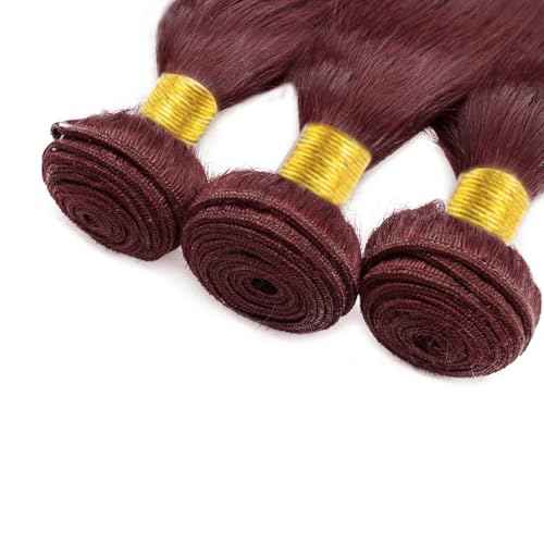 99J Human Hair Bundles Burgundy Straight 3 Bundles 14 16 18 inch Brazilian Burgundy Red Straight Bundle Unprocessed Virgin Hair Extensions