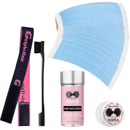 Goiple 40pcs Wig Tape for Wigs Double Sided Waterproof Lace Wigs Adhesive, Tapes Strips for Lace Front Wig Toupee, Hairpiece Wig Tapes Wig Tape for Hair Extension with Wax Stick Edge Control Wax