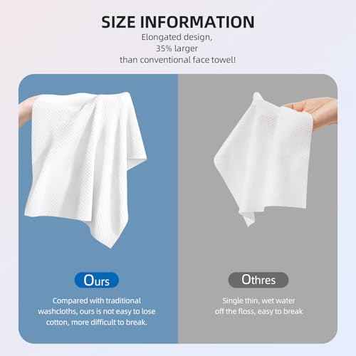 Disposable Face Towels XL,Viscose Biodegradable Large Dry Wipes,Super Soft & Thick Face Cleansing Towels,Daily Facial Tissues for Sensitive Skin, Makeup Removing,Facial Clean,Nursing,Travel (50 Count)