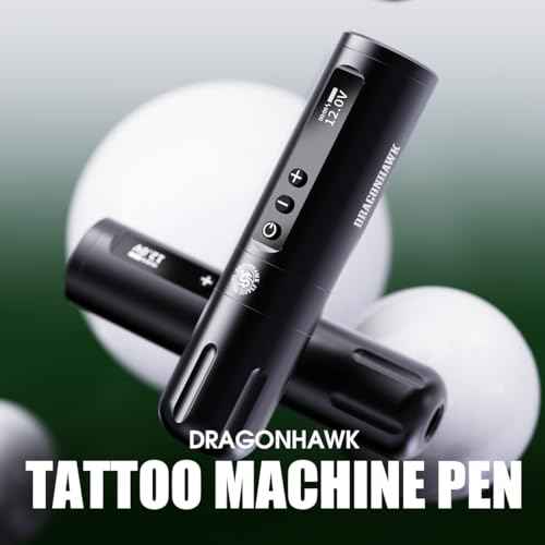 Dragonhawk Pro Wireless Tattoo Gun Kit L2 Tattoo Machine Pen 5000mAh Battery Power Supply Beginner Complete Tattoo Kit Needles Cartridges Black Inks