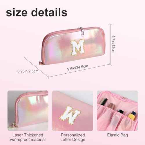 Personalized Initial Makeup bag for woman,Travel Makeup Bag,Gift for Women,Mom,Monogram Preppy Makeup Bag Cosmetic Bag Set (Letter M)