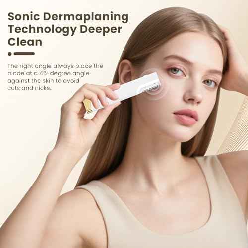 Sonic Dermaplane Razor for Women Face, Three-Speed Rechargeable Dermaplane Razor with 5 Refill Blades, Facial Hair & Peach Fuzz Remover for Women,Sonic Dermaplaning Tool