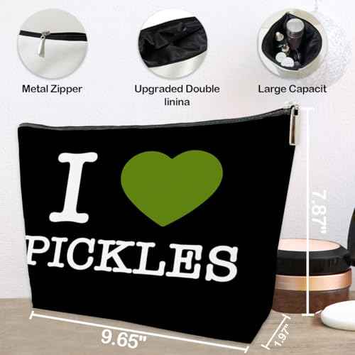 JioJio Chan Pickle Lover Gifts Makeup Bag for Women, I Love Pickles PU Leather Makeup Cosmetic Bag for Purse, Pickle Gifts for Pickle Lovers, Pickle Stuff, Gifts for Pickle Lovers Makeup Pouch
