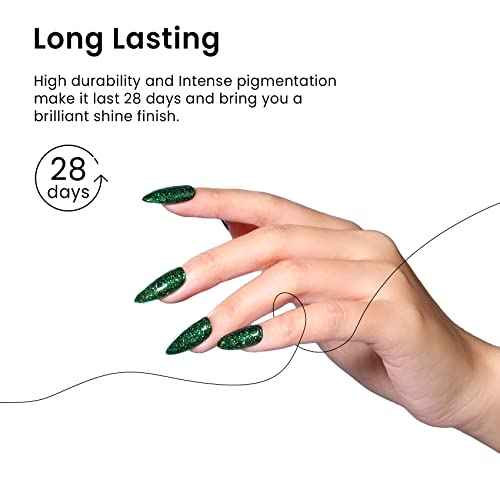 MAYCHAO 15ML Christmas Green Glitter Gel Nail Polish 1Pc Green Glitter Gel Polish Soak Off UV LED Nail Polish Nail Art Starter Manicure Salon DIY at Home, 0.5 OZ