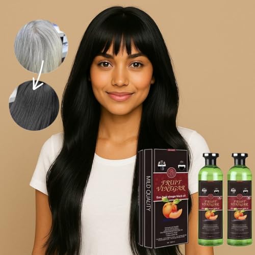 Fruit Vinegar Hair color | Ammonia Free | Gray Coverage | Non-Staining | Long-Lasting | 33.8 fl oz |1000 ml | Unisex Hair Color | Natural Black