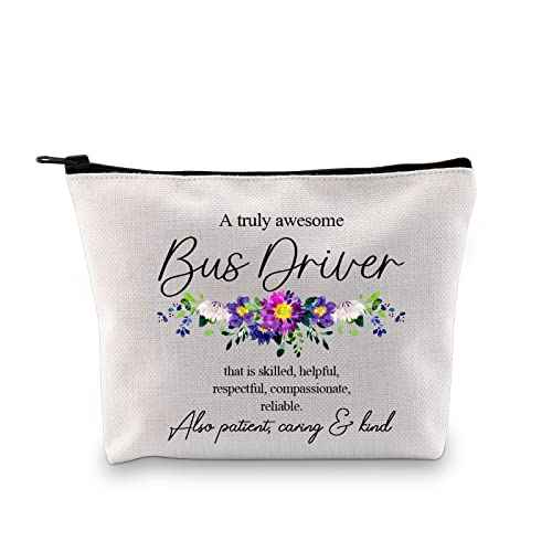 GJTIM Bus Driver Gift Bus Driver Appreciation Gift Zipper Pouch Makeup Bag End of Year Gift for Bus Driver (Truly Bus Driver Bag)