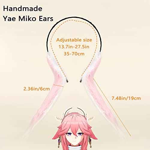 Handmade Genshin Impact Yae Miko Ears, Animal Fox Rabbit Headwear Ears, Genshin Impact Accessories Props £¬Lolita Rabbit Ear Headband for Halloween Yae Miko Cosplay