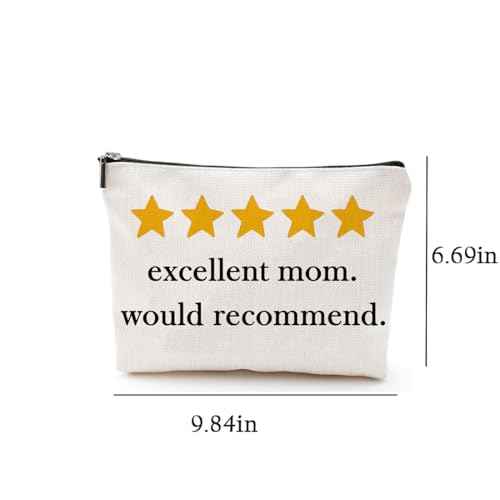 Excellent Mom Makeup Bag, Tavel Small Comestic Bag with Zipper, Funny Bulk Makeup Comestic Organizer Bags for Women, Teacher Appreciation Gifts, Mothers Day Gifts for Mom, Cute Christmas Gifts Favors